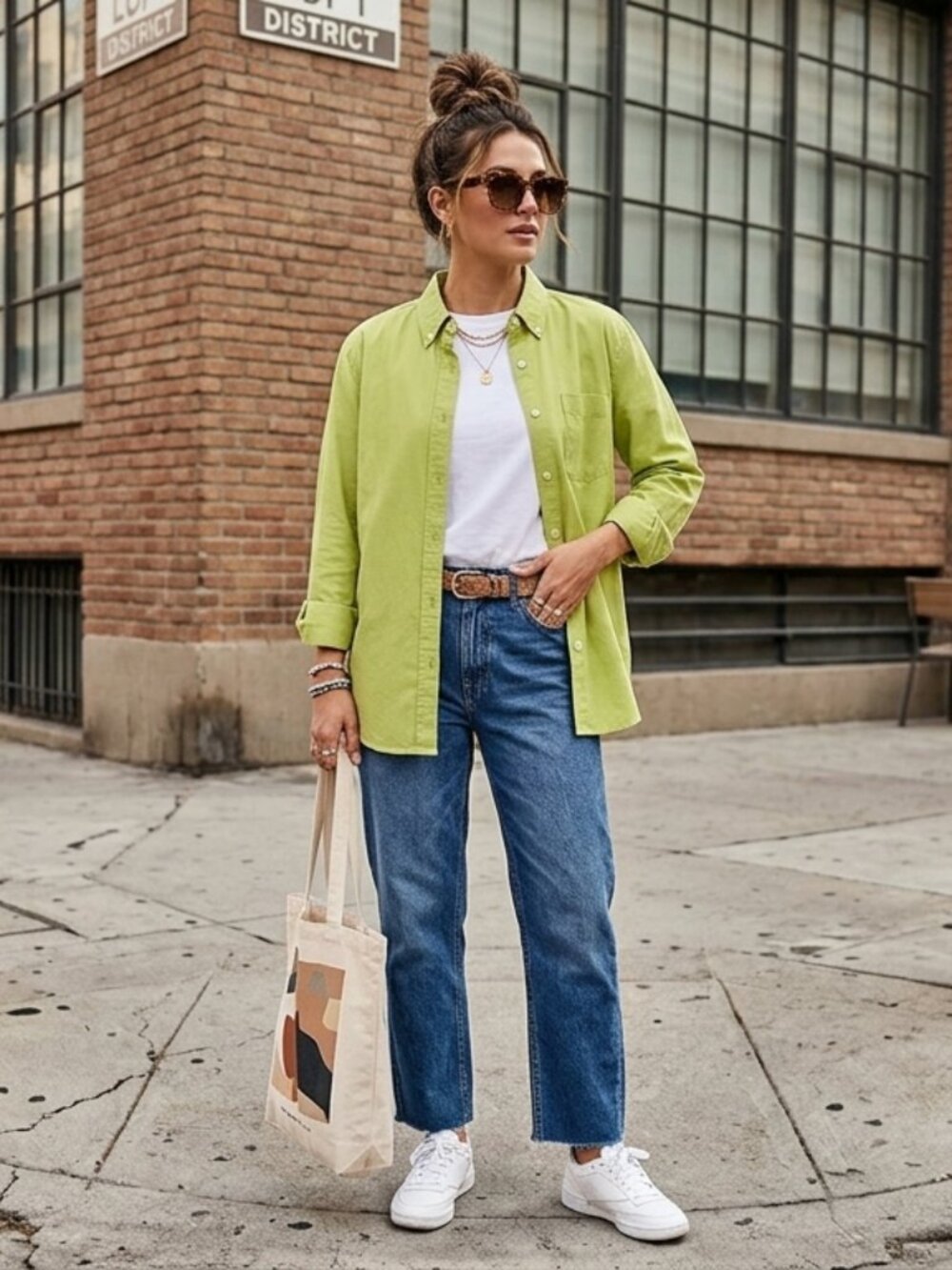 VTGBrooks Brothers Neon Lime Cotton Chartreuse Button Up Top Brat Summer Indie M